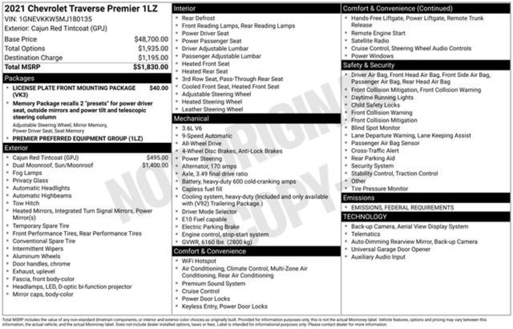 Used 2021 Chevrolet Traverse Premier SUV