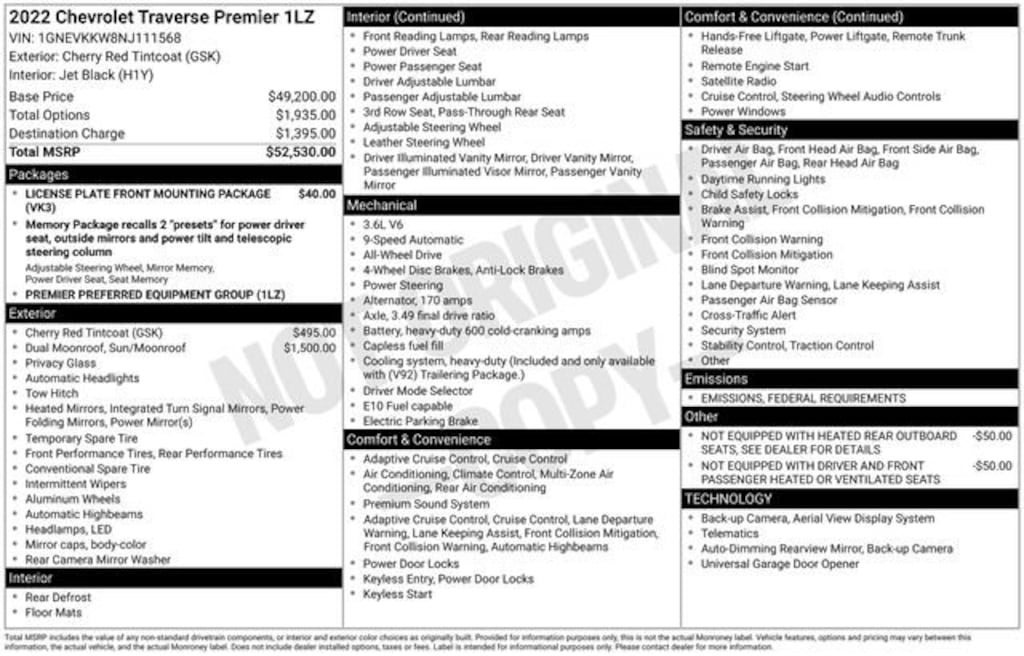 Used 2022 Chevrolet Traverse Premier SUV