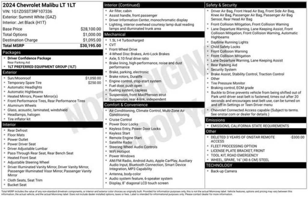 Certified 2024 Chevrolet Malibu 1LT Sedan