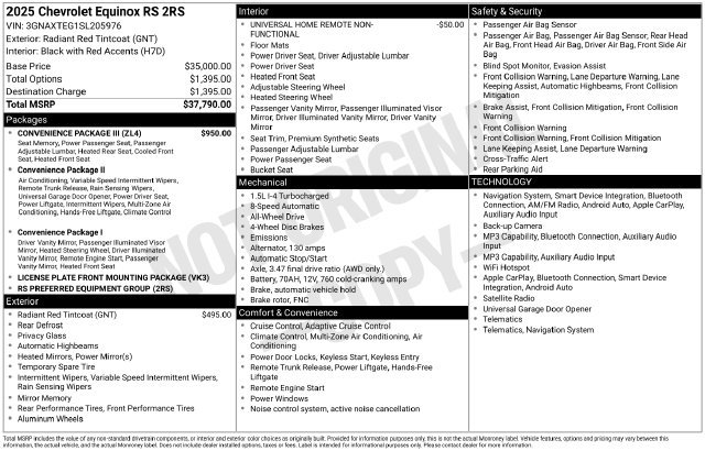 Used 2025 Chevrolet Equinox RS SUV