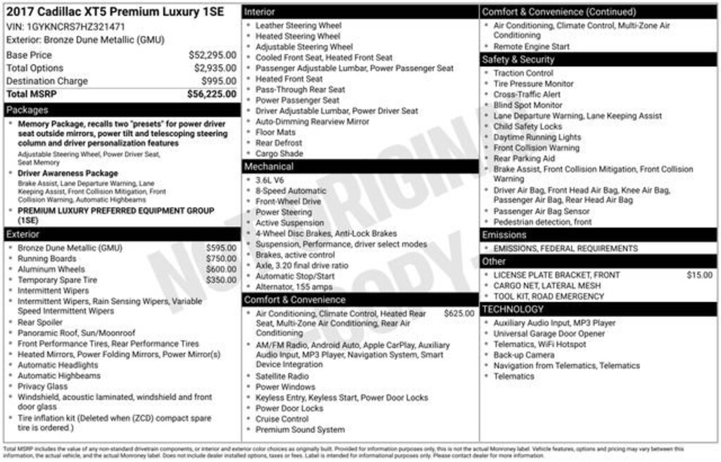 Used 2017 CADILLAC XT5 Premium Luxury FWD SUV