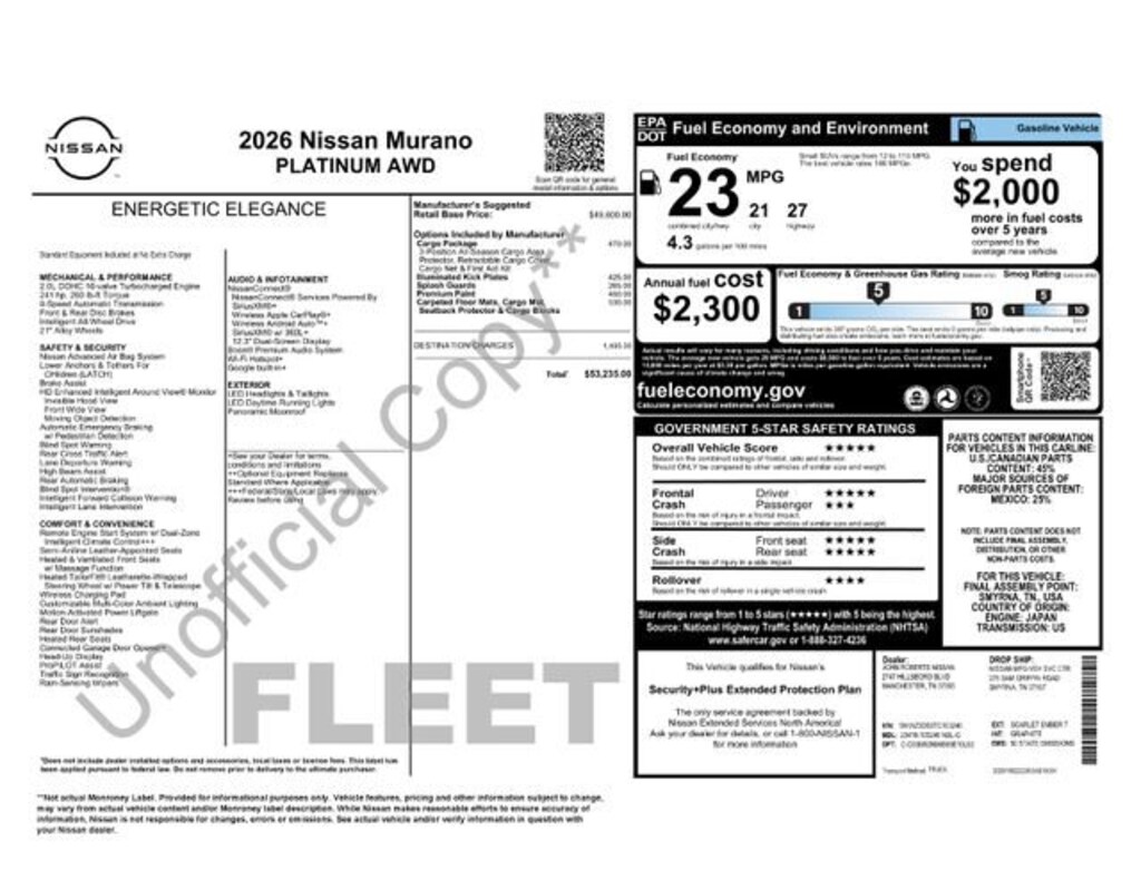 Used 2026 Nissan Murano Platinum SUV