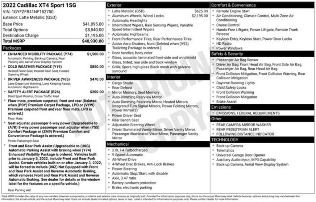 Certified 2022 CADILLAC XT4 Sport SUV