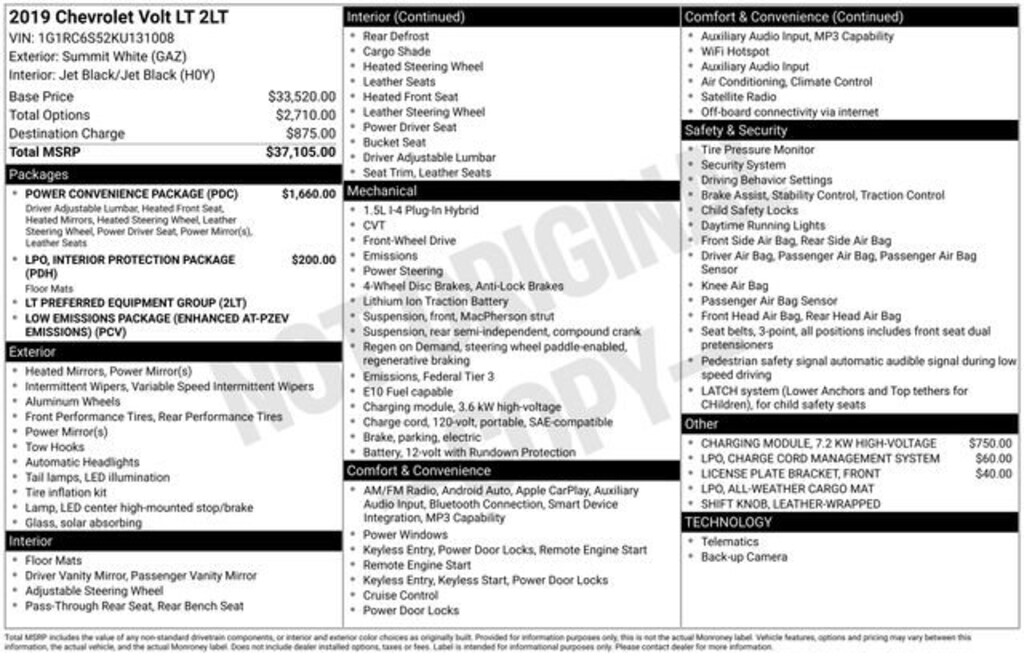 Used 2019 Chevrolet Volt LT Hatchback