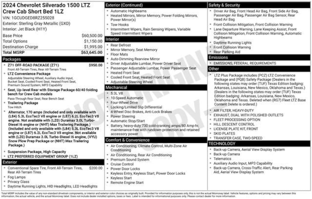 Certified 2024 Chevrolet Silverado 1500 LTZ Crew Cab