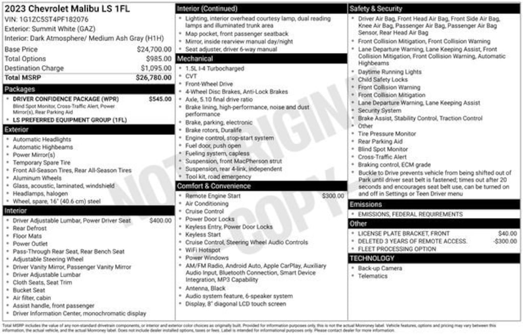 Certified 2023 Chevrolet Malibu FL Sedan