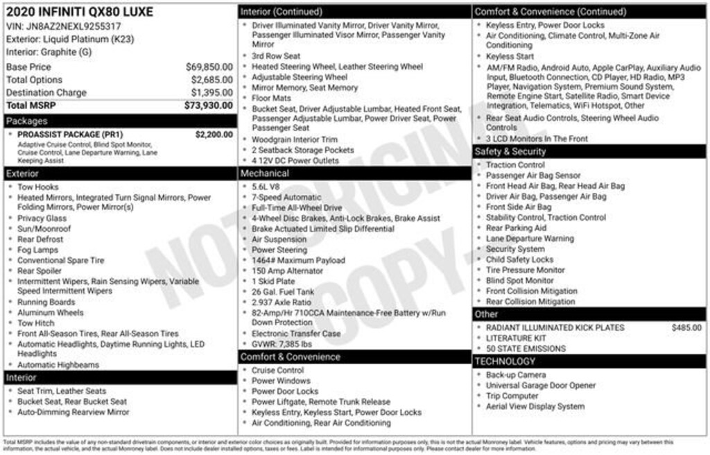 Used 2020 INFINITI QX80 Luxe SUV