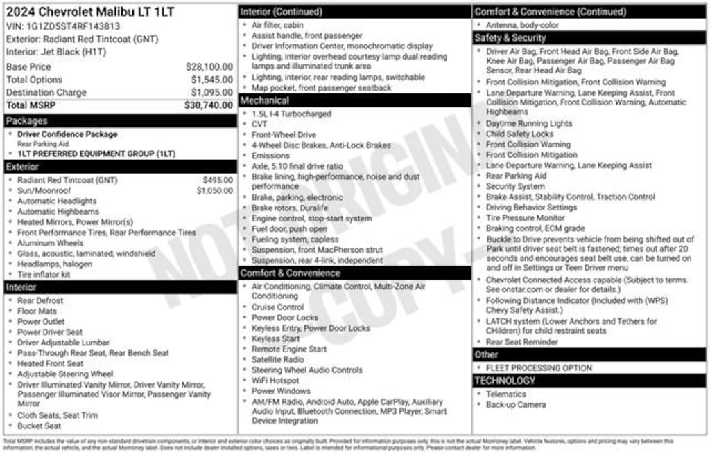 Used 2024 Chevrolet Malibu 1LT Sedan