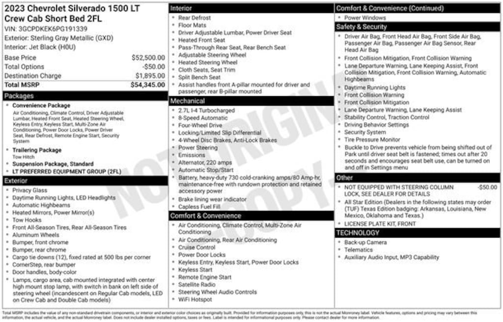 Used 2023 Chevrolet Silverado 1500 LT (2FL) Truck Crew Cab