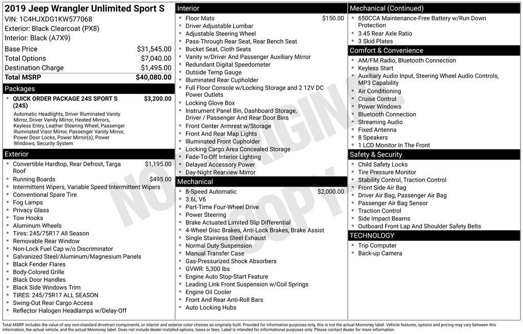 Used 2019 Jeep Wrangler Unlimited Sport S SUV