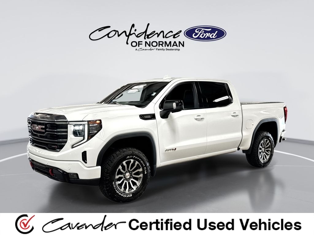 Summit White 2023 GMC Sierra 1500 AT4 Crew Cab 4WD Pickup Truck Four-Wheel Drive Automatic