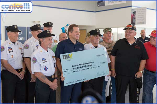 DAV Chaper 25 (Norristown) receives $22,000 check for Disaster Services at Conicelli Hyundai.