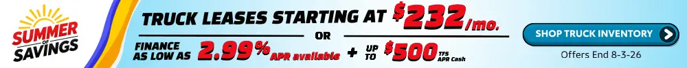 Conicelli Toyota sales banner featuring truck leases starting at $232 per month or finance rates as low as 2.99% APR available!