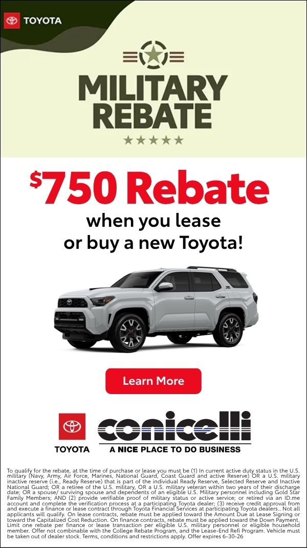 Military members get a $750 rebate when you lease or buy a new Toyota! Click to learn more...