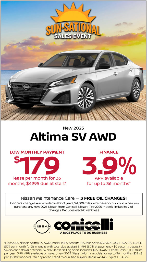 $179/mo. leases a New 2025 Altima SV AWD! Claim This Special...