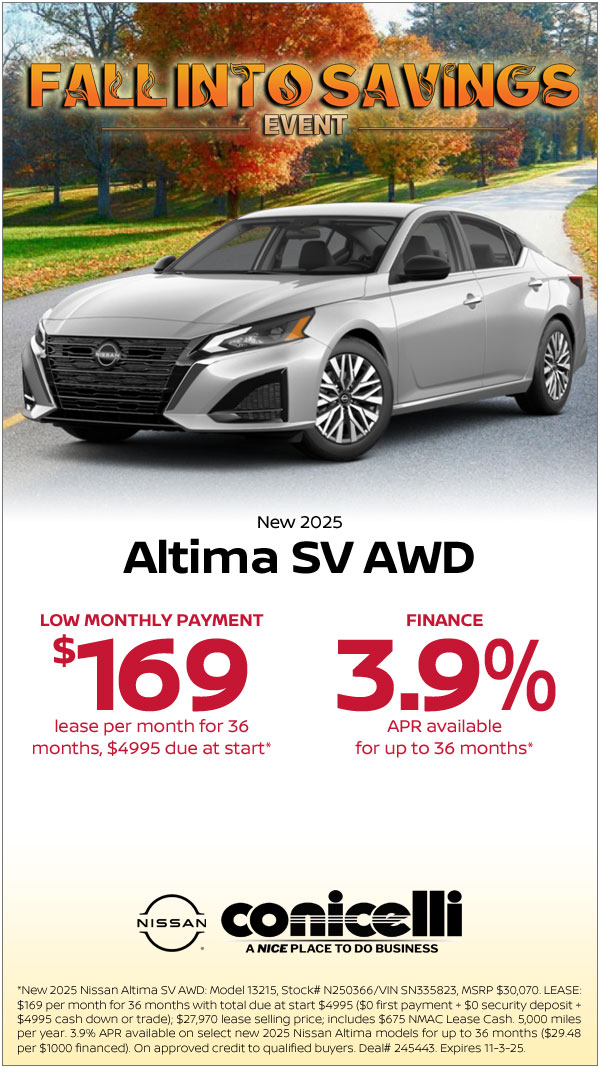 $169/mo. leases a New 2025 Altima SV AWD! Claim This Special...