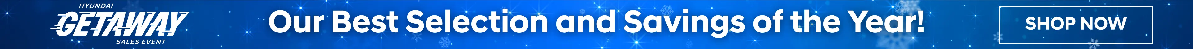 Graphic advertising the Hyundai Getaway Sales Event at Conicelli Hyundai in Conshohocken, featuring a bold headline about the best selection and savings of the year with a call to action to shop now.