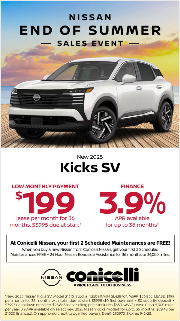 $199/mo. leases a New 2025 Nissan Kicks SV! Claim this Special...