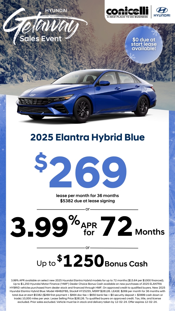 Lease a new 2025 Elantra Hybrid Blue for only $269 per month! Claim this Special...