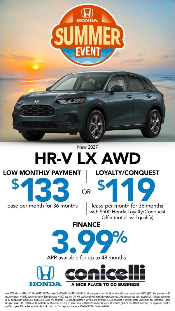 $133/mo. leases a New 2027 HR-V LX AWD! Claim this Special...