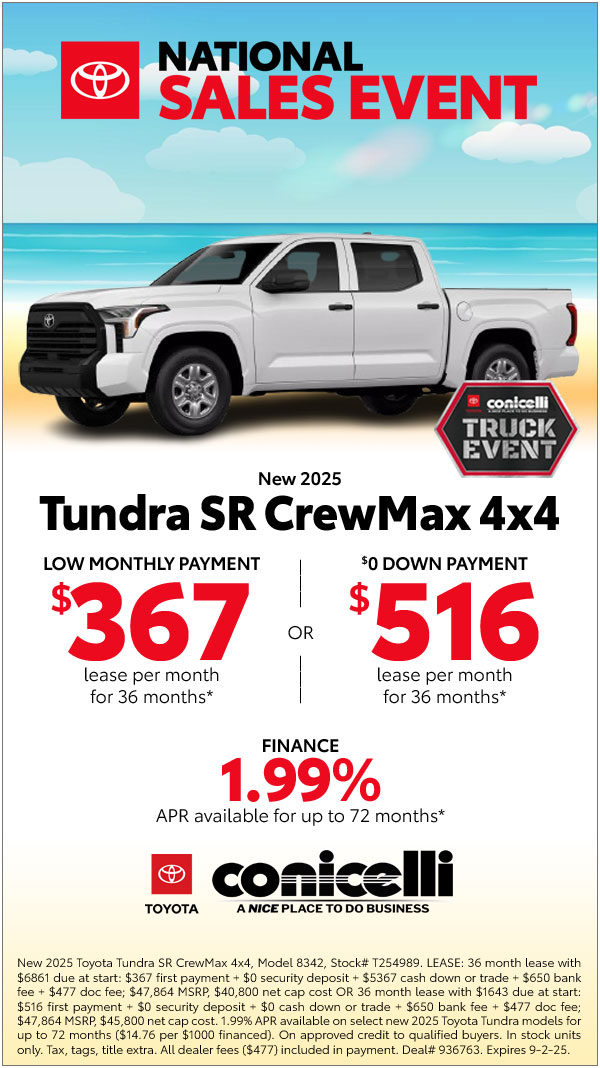 $367/mo. leases a New 2025 Tundra SR CrewMax 4x4! View Specials...