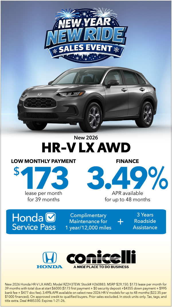 $173/mo. leases a New 2026 HR-V LX AWD! Claim this Special...