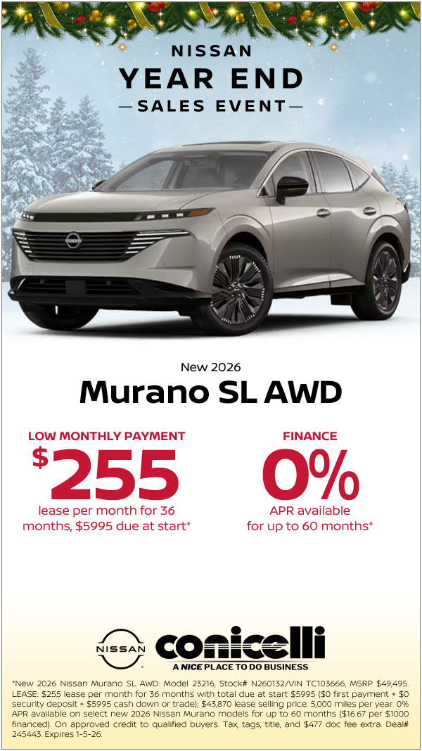 $255/mo. leases a New 2026 Nissan Murano SL AWD! Claim this Special...