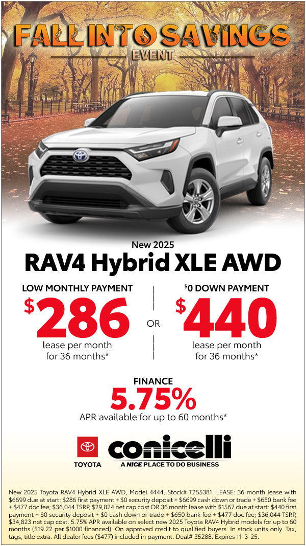 $314/mo. leases a New 2025 RAV4 Hybrid XLE AWD! View Specials...