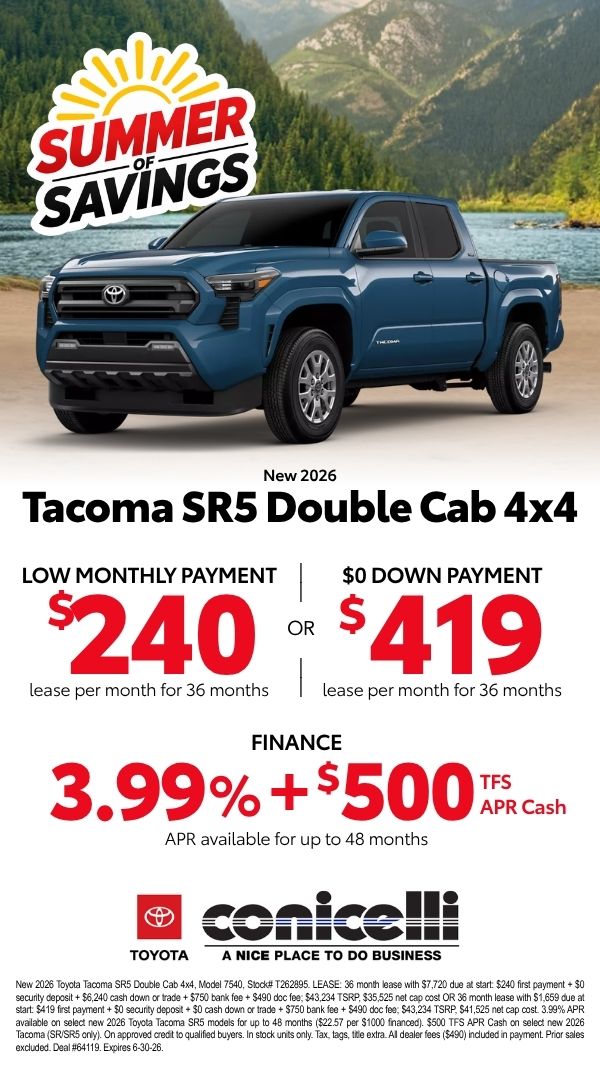 $240/mo. leases a New 2026 Tacoma SR5 Double Cab 4x4! Claim this Special...