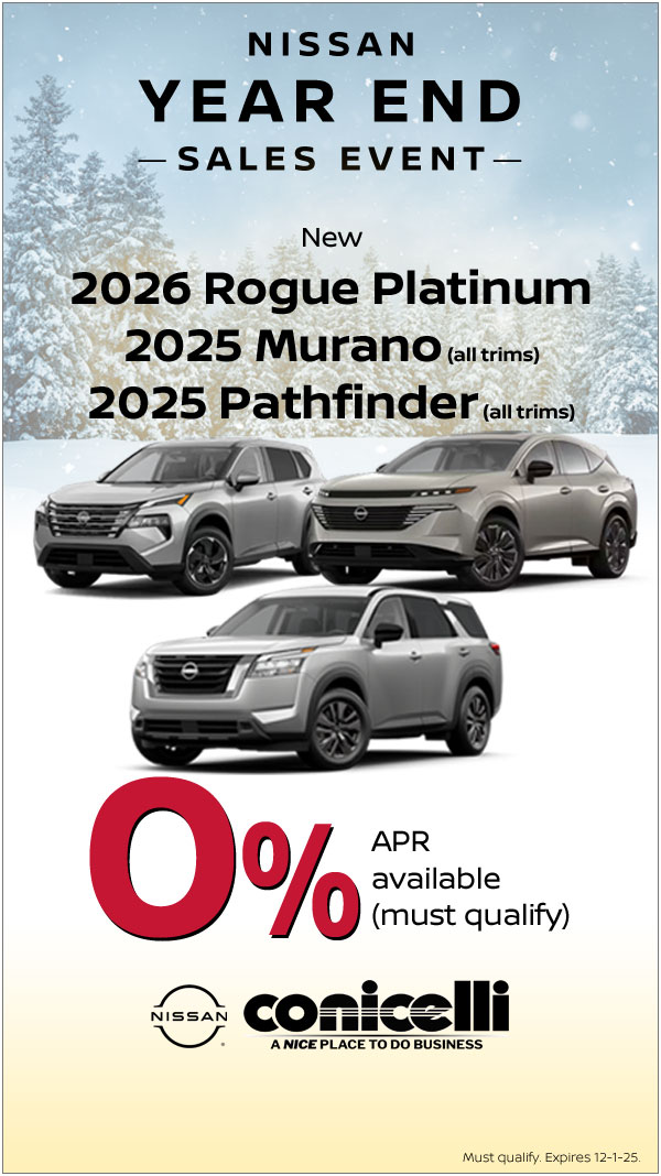 0% APR available on New 2026 Rogue Platinum and 2025 Murano and Pathfinder