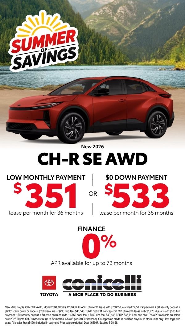 $351/mo. leases a New 2026 C-HR SE AWD! View Specials...