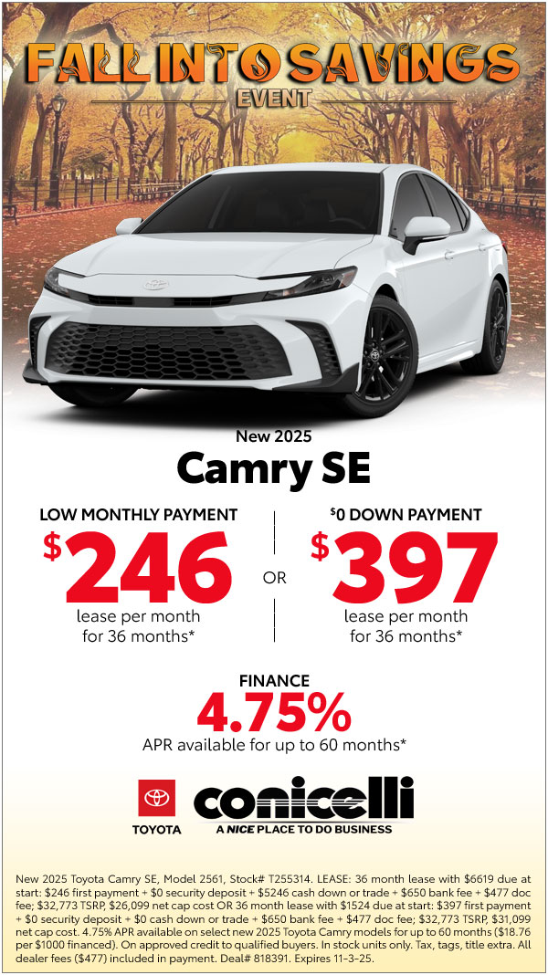 $246/mo. leases a New 2025 Camry LE! View Specials...