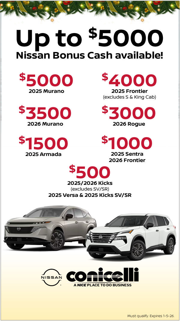 Up to $5000 Nissan Bonus Cash Available! Claim this Special...