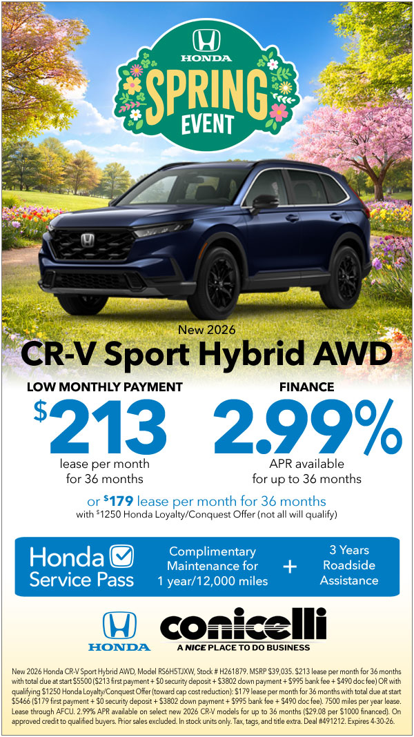 $213/mo. leases a New 2026 CR-V Sport Hybrid AWD! Claim this Special...