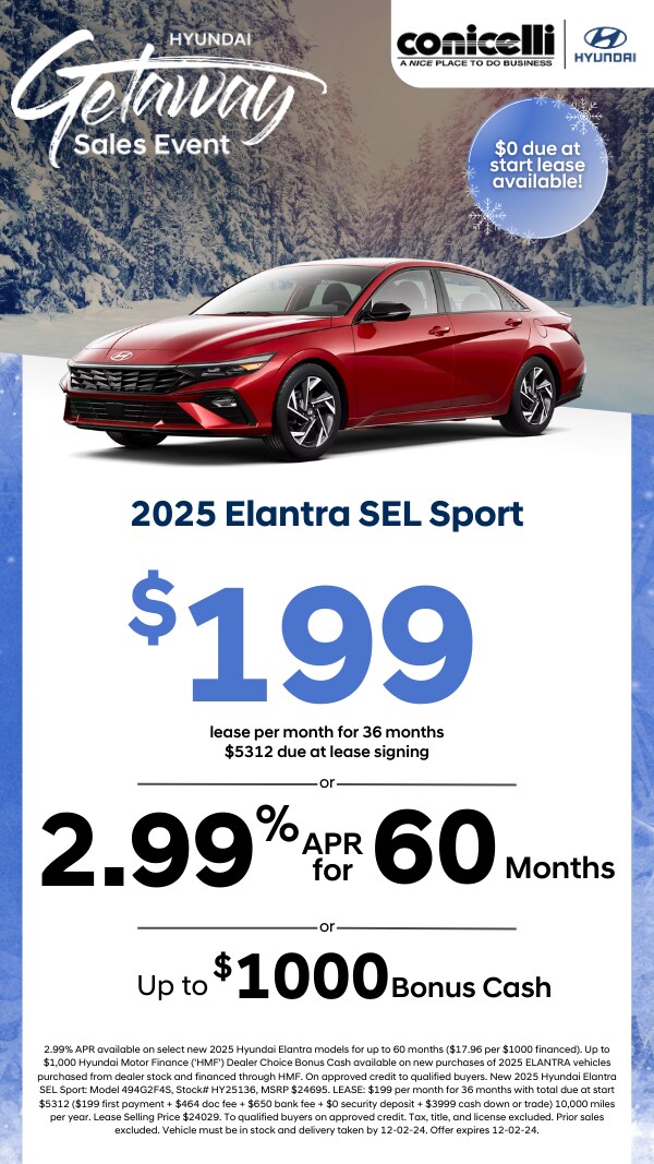 Lease a new 2024 Elantra SEL Sport for only $199 per month! Claim this Special...