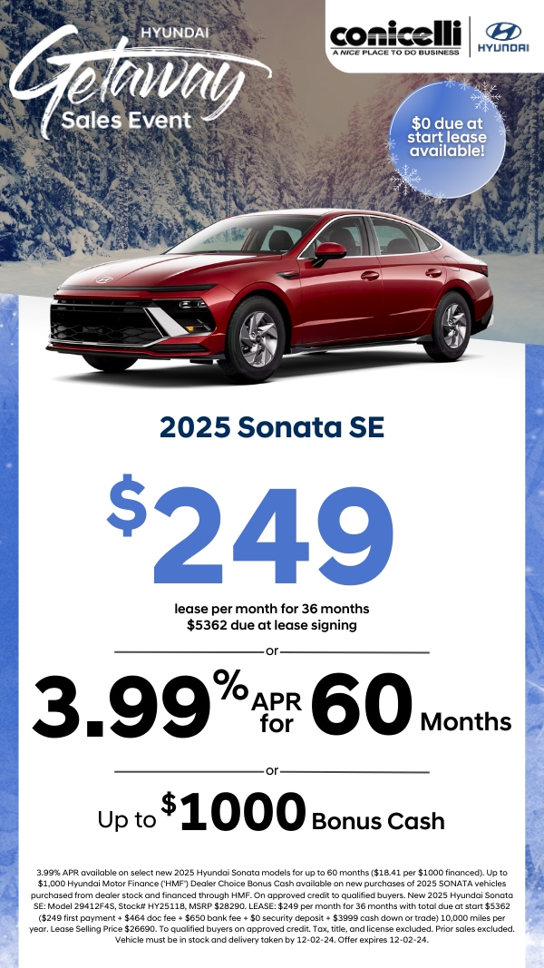 Lease a new 2025 Sonata SE for only $249 per month! Claim this Special...