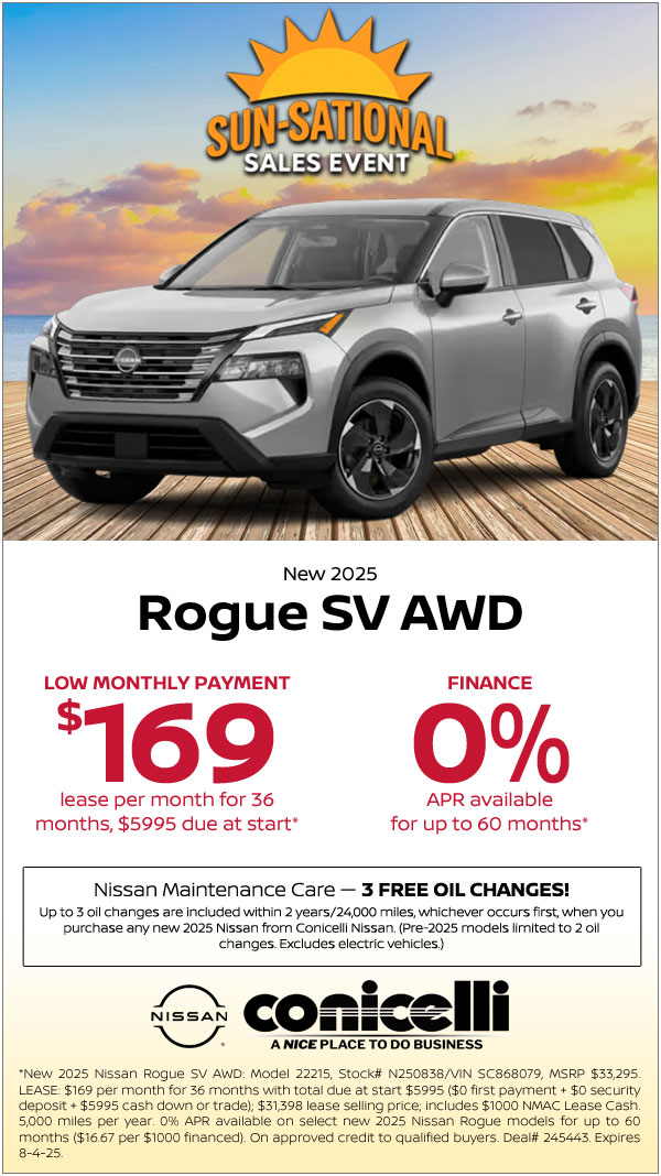 $169/mo. leases a New 2025 Rogue SV! Claim This Special...
