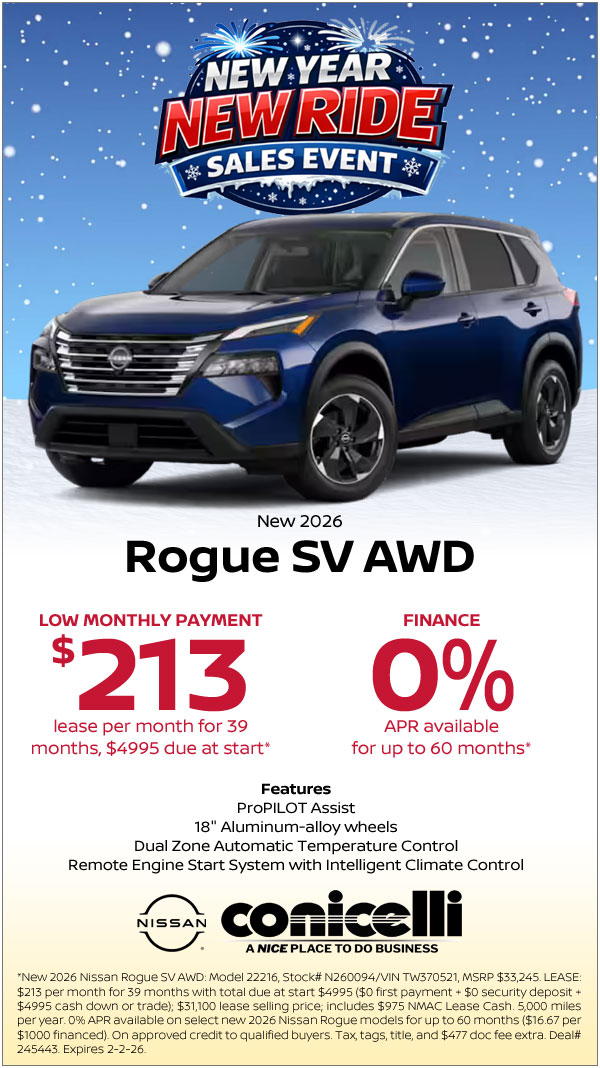 $213/mo. leases a New 2026 Rogue SV AWD! Claim This Special...