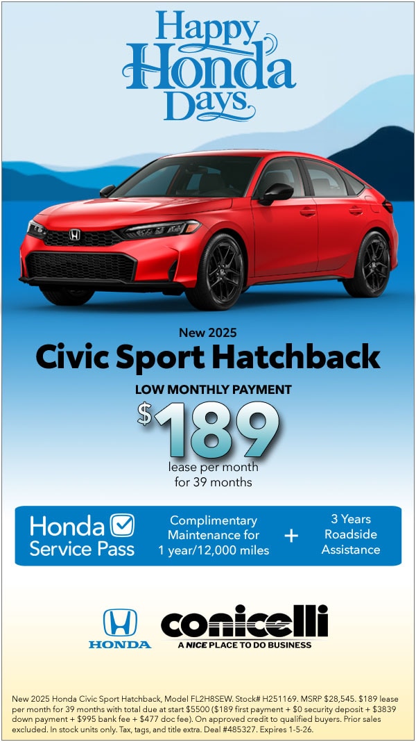 $189/mo. leases a New 2025 Civic Sport Hatchback! Claim this Special...