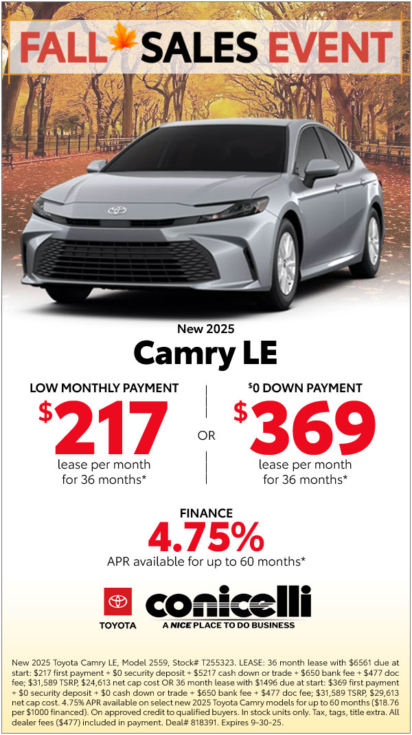 $217/mo. leases a New 2025 Camry LE! View Specials...