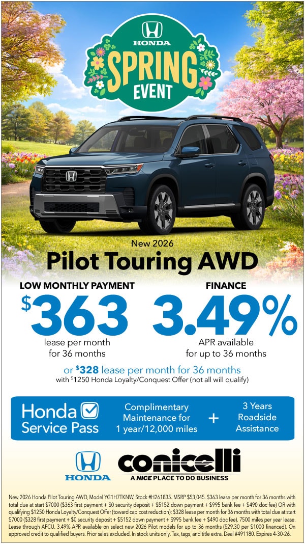 $363/mo. leases a New 2026 Pilot Touring AWD! Claim this Special...