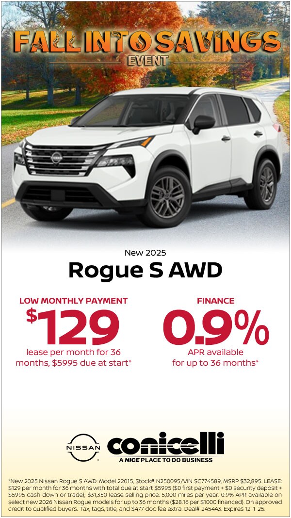 $129/mo. leases a New 2026 Rogue S AWD! Claim This Special...