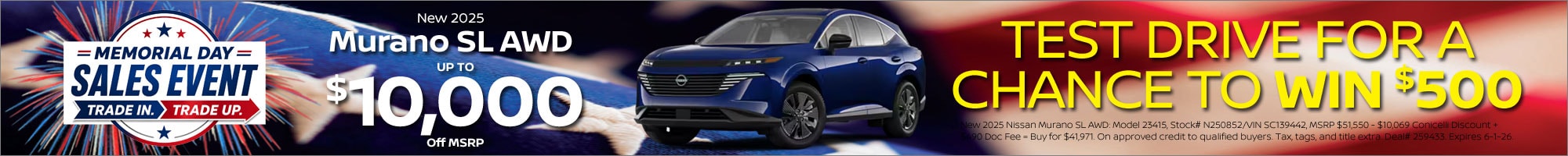 Test%20drive%20a%20new%202025%20Murano%20SL%20AWD%20at%20Conicelli%20Nissan%20for%20a%20chance%20to%20win%20%24500!