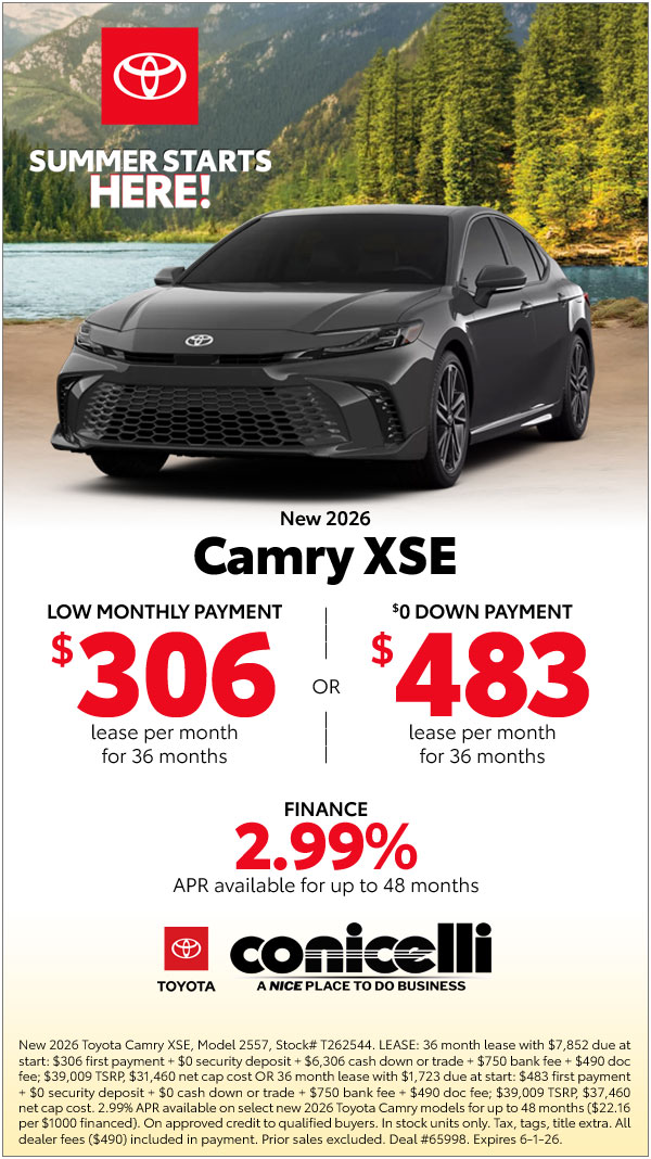 $306/mo. leases a New 2026 Camry XSE! Claim this Special...