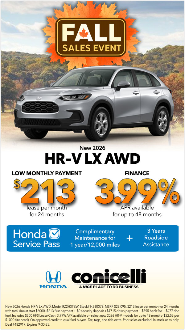 $213/mo. leases a New 2025 HR-V LX AWD! Claim this Special...