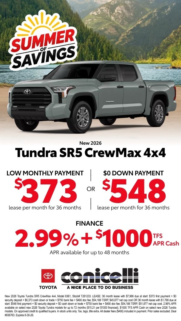 $373/mo. leases a New 2026 Tundra SR5 CrewMax 4x4! View Specials...