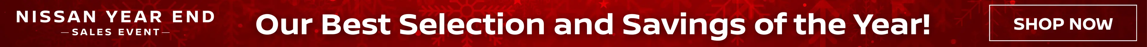 Graphic advertising the Nissan Year End Sales Event at Conicelli Nissan in Conshohocken, featuring a bold headline about the best selection and savings of the year with a call to action to shop now.