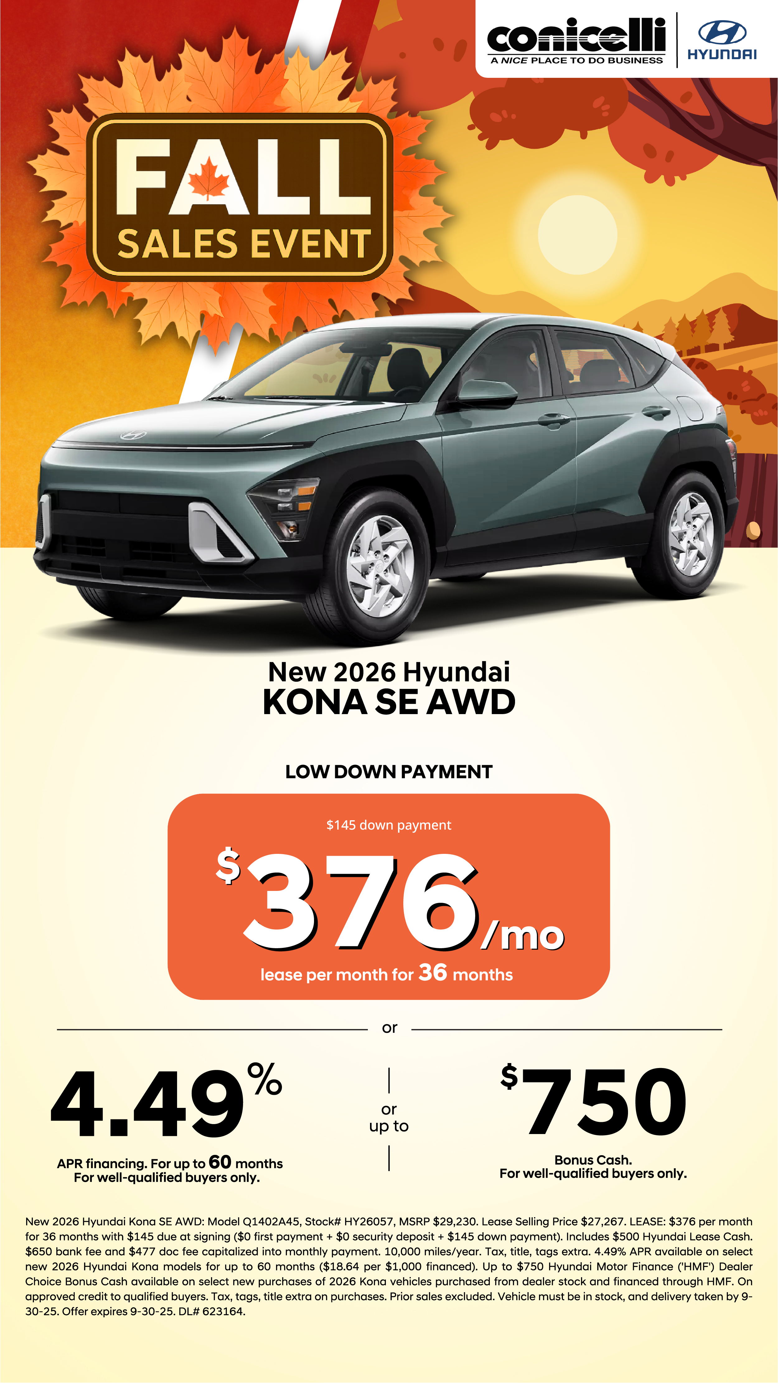 Lease a new 2025 Kona SE AWD for just $376/mo. Claim this Special...