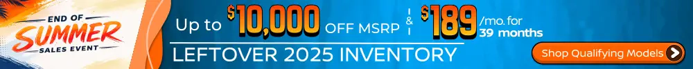 Conicelli Nissan sales banner featuring Up to $10,000 OFF MSRP and leases starting at $189/mo. on remaining new 2025 Nissan models.