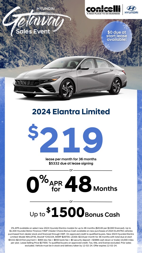 Lease a new 2024 Elantra Limited for only $219 per month! Claim this Special...